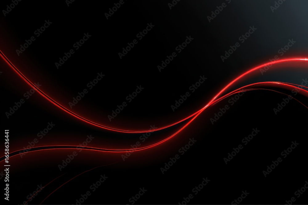 Poster dynamic interplay of abstract red lines on a deep black background creates a striking visual contras