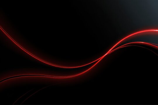 Dynamic interplay of abstract red lines on a deep black background creates a striking visual contrast and evokes a sense of movement and energy - Powered by Adobe