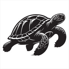 Fototapeta premium Silhouette vector of a turtle standing on a white background