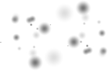 Abstract black bokeh background with soft light effect isolated on transparent background