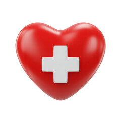 Obraz premium Red heart with white medical cross symbol
