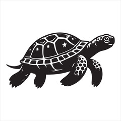 Fototapeta premium Silhouette vector of a turtle standing on a white background