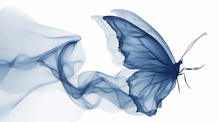 Fototapeta premium Blue butterfly morphs from smoke, a serene visual