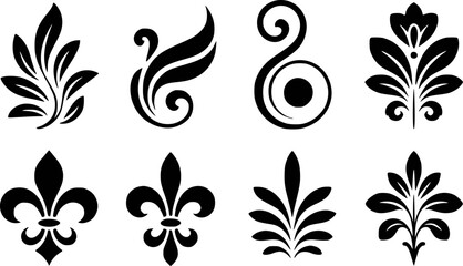 Black floral and scroll ornamental designs decorative flourish