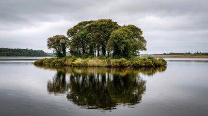 Obraz premium a small island with trees on the shore
