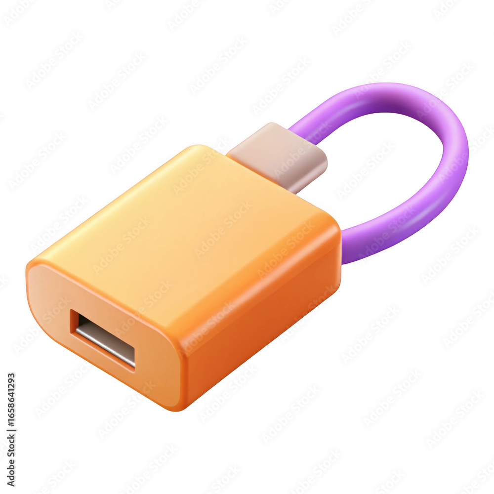 Poster 3d usb c adapter with purple loop isolated on transparent background