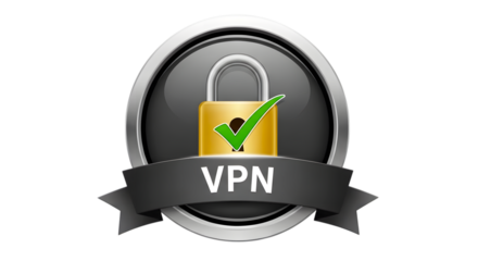 Secure vpn connection icon with padlock and checkmark