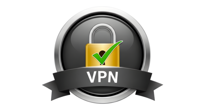 Secure vpn connection icon with padlock and checkmark