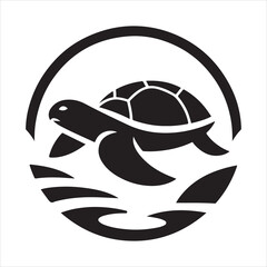 Silhouette vector of a turtle standing on a white background