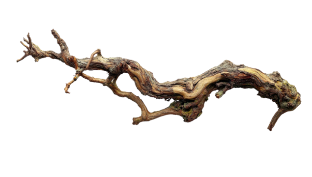 Intricate, gnarled driftwood branch, detailed texture