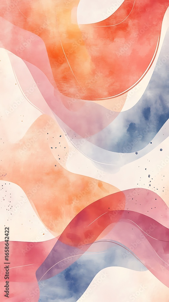 Poster abstract art background with flowing shapes and watercolor texture for modern design and decoration 