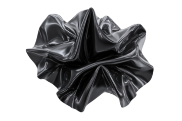 Abstract, dark, glossy, draped form. Complex folds, smooth surface