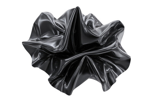 Abstract, dark, glossy, draped form.  Complex folds,  smooth surface
