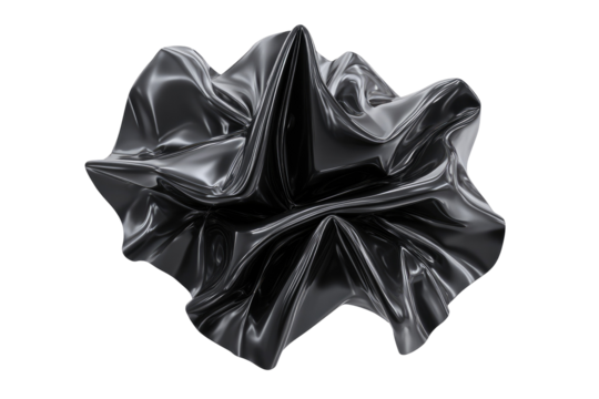 Abstract, dark, glossy, draped form.  Complex folds,  smooth surface - Powered by Adobe