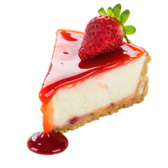 Delicious cheesecake slice with strawberry topping, dessert temptation
