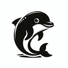 Fototapeta premium Charming black and white dolphin illustration