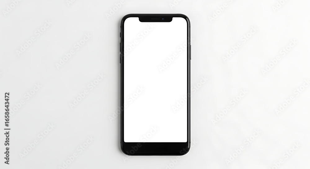 Poster modern smartphone with blank white screen ready for your custom content or app design