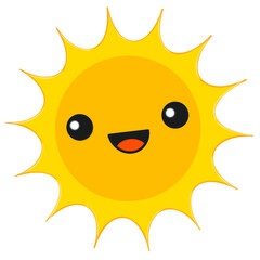 Sun semi flat color raster element. Full sized object on white. Summer sun symbol, design element illustration on transparent background.