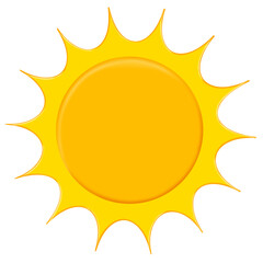 Sun semi flat color raster element. Full sized object on white. Summer sun symbol, design element illustration on transparent background.