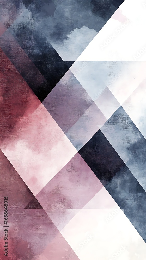 Poster abstract geometric design with triangles and watercolor effect for modern art prints and backgrounds