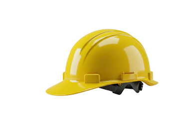 Fototapeta premium Bright yellow hard hat with visible internal strap, on clean matte light-neutral surface under soft high-key studio light, photorealistic product photography, concept of future achievement