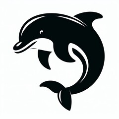 Fototapeta premium Stylized black silhouette of a jumping dolphin