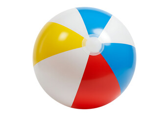 Fototapeta premium Colorful beach ball isolated on transparent background for summer fun and games
