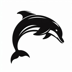 Naklejka premium Stylized silhouette of a dolphin leaping from water