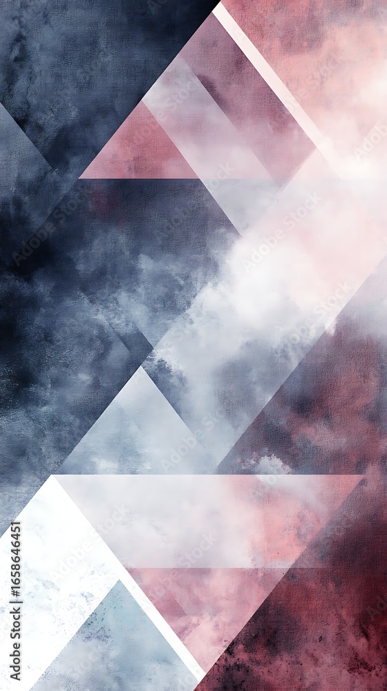 Poster abstract geometric art print with triangles and soft colors for modern home decor and design ideas |
