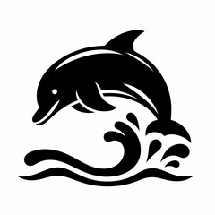 Obraz premium Black silhouette of a dolphin leaping through waves