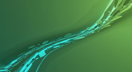 Abstract Green Flow Dynamic Organic Shapes and Textures in Soft Gradients