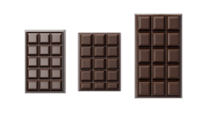 Three different sized chocolate bars