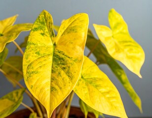 Obraz premium Vibrant yellow variegated plant leaves