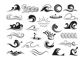 Wave, Wave vector bundle, Wave clipart, Wave silhouette.	