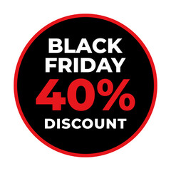 Obraz premium Black Friday 40% Discount Circular Banner