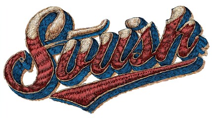 Embroidered Swish Logo conveys a sense of speed and fluid design with bold texture and strong color