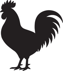 Silhouette vector of rooster, simple and clean design, perfect for farm and animal projects.