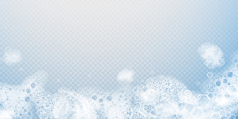 This vector template shows a bath foam with shampoo bubbles isolated on a transparent background. It can be used for advertising purposes. Mousse bath foam.