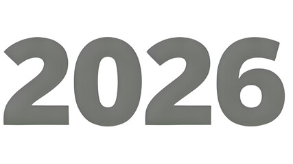 Year 2026 Illustration: A clean and simple visual of the year 2026, perfect for financial forecasts, future planning and New Year events.