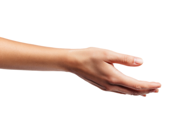 Close-up of a light-skinned human arm and hand, open and extended