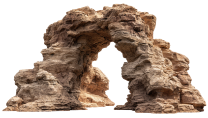 A weathered, tan-colored rock archway