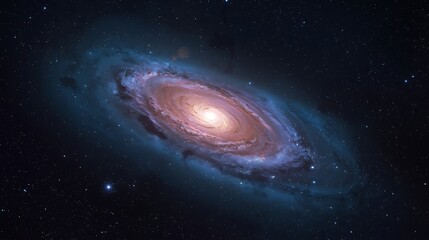Naklejka premium Majestic Spiral Galaxy – Cosmic Structure Illuminated by Stars and Dust