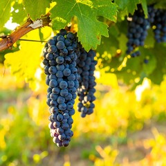Fototapeta premium Red grapes on vine, autumnal light