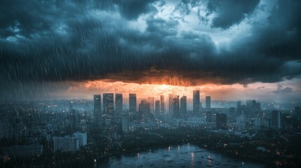 great storm over a city, dark storm over it generative ai