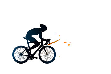 Obraz premium Dynamic cyclist silhouette speeding forward with a burst of vibrant energy and motion graphic elements