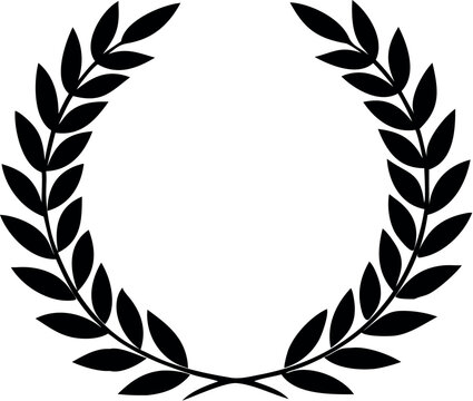 Laurel Wreath Feather Leaf Circle Decoration Sign Nature Icon Vector Illustration. Laurel Wreath Icon. Winner Symbol. Info Graphic Element. Logo Template - Vector.