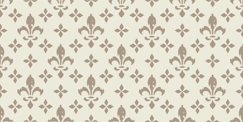 Seamless pattern with floral ornament on beige background for wallpaper