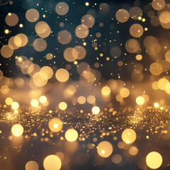 Abstract golden bokeh lights background with sparkles
