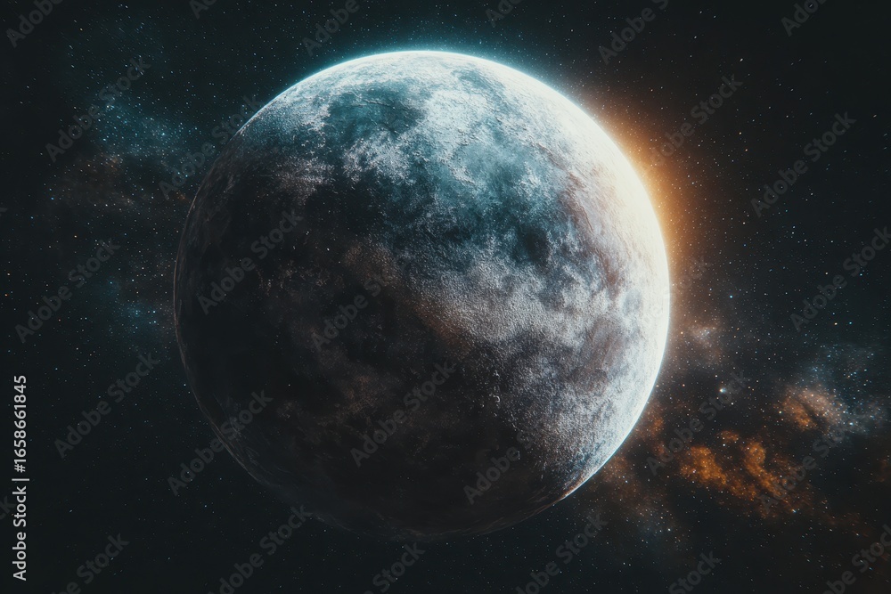 Poster Custom space planet title creator with realistic planet design for digital projects and visual effects