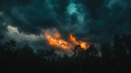 Fototapeta premium big storm over a forest generative ai